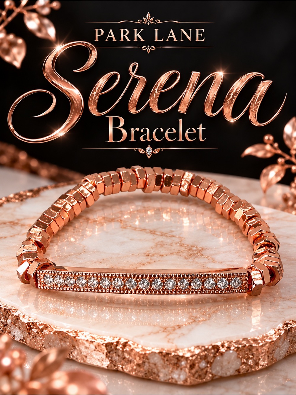 Park Lane Women Serena Rose Gold Tone Crystal Pavé Stretch Stackable Bracelet